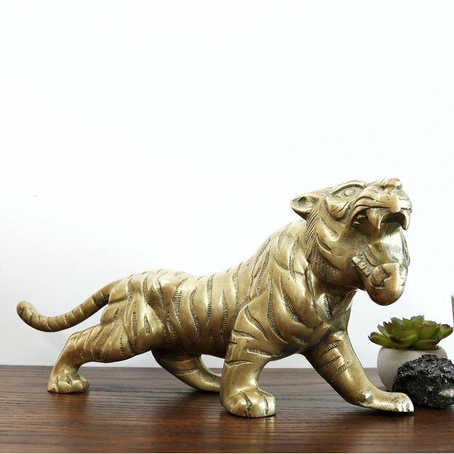 Vintage Brass Tiger Statue Chairish