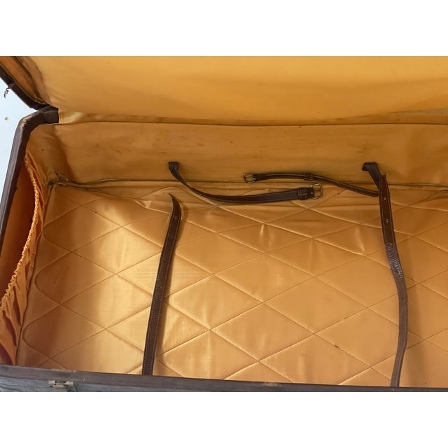 Reduced-Antque American Embossed Leather With Eagle Travelling Trunk For Sale - Image 10 of 11