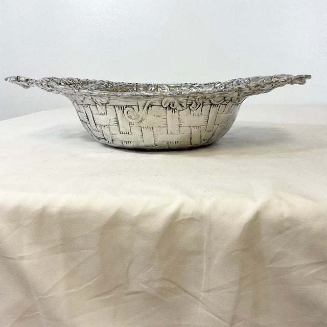 Art Nouveau 1998 Vintage Arthur Court Hollywood Regency Faux Wicker Basket Serving Bowl. For Sale - Image 3 of 12