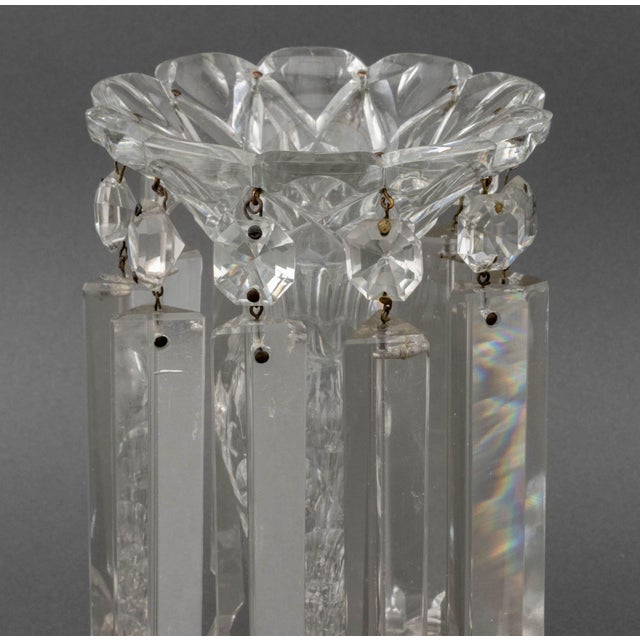 American Pair of Gilded Age Cut Crystal Lusters For Sale - Image 3 of 7