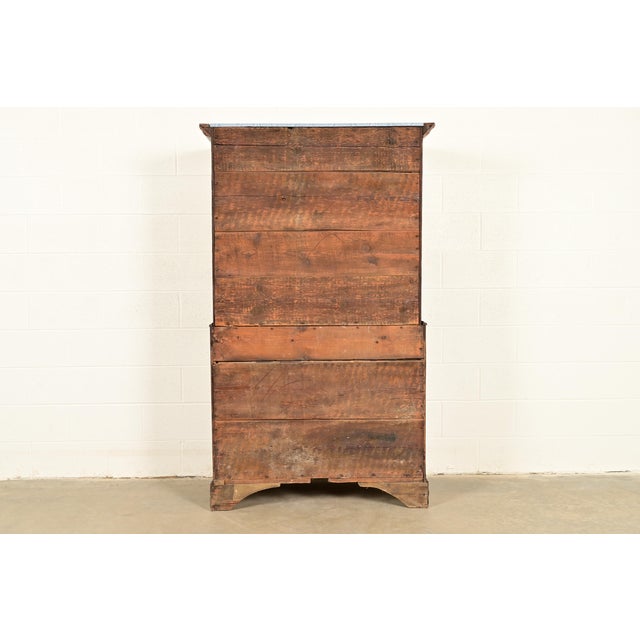 18th Century Antique English Chippendale Burled Walnut Highboy Dresser For Sale - Image 12 of 15
