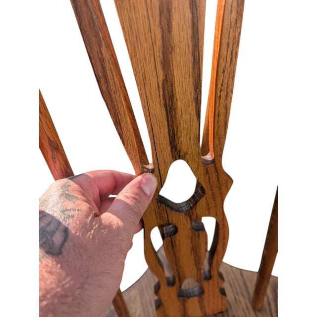 Brown Vintage Solid Oak Bow-Back Windsor Dining Chairs - Set of 6 For Sale - Image 8 of 18