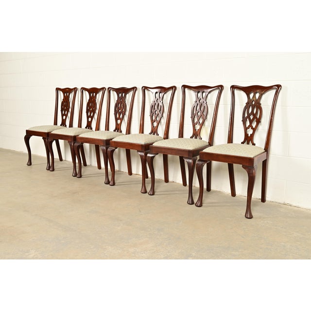 Henredon Style Georgian Carved Mahogany Dining Chairs, Set of Six For Sale - Image 12 of 12