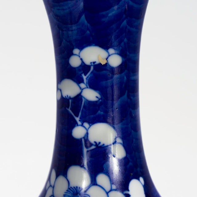 Blue Old or Antique Chinese Mallet Form Prunus or Hawthorne Pattern Vase For Sale - Image 8 of 11
