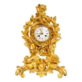 Antique 19th Century Napoleon III Clock in Gilded Bronze from Paillard, France For Sale