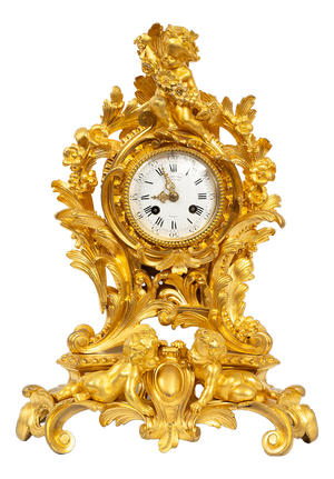 Antique 19th Century Napoleon III Clock in Gilded Bronze from Paillard, France