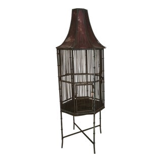 1950s Pagoda Style Standing Birdcage For Sale