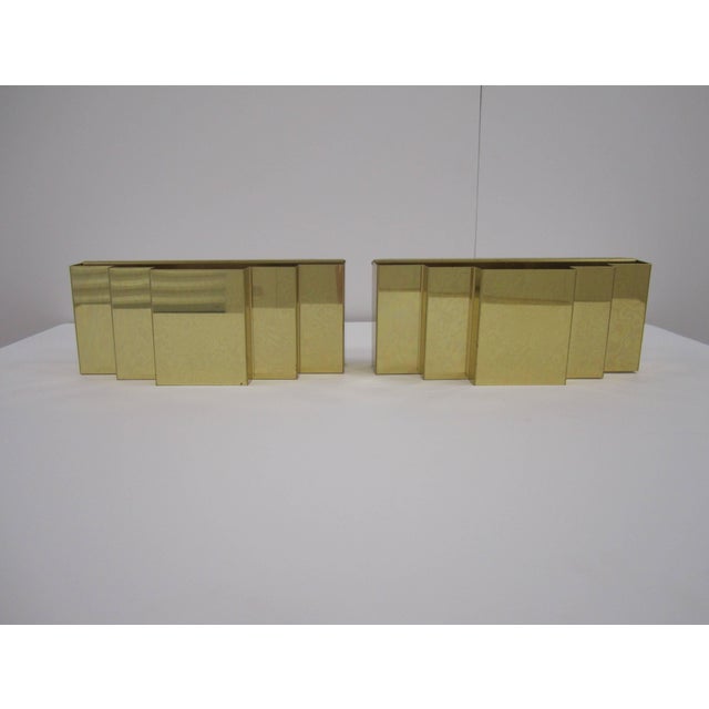 Metal Modern Art Deco Style Brass Wall Sconces, Circa 1970s - Pair For Sale - Image 7 of 12