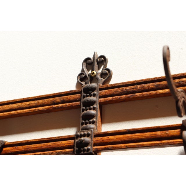 Antique Victorian Style Oak and Cast Iron Coat Rack For Sale - Image 14 of 17