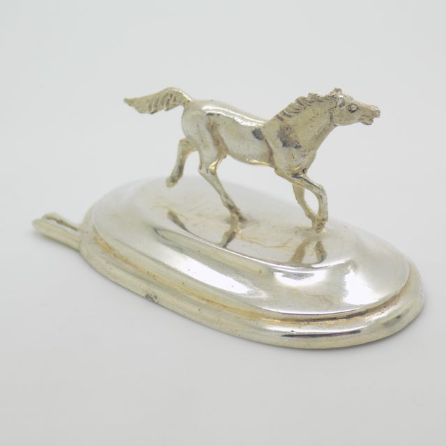 1970s Vintage Italian Handmade Genuine Silver Horse Place Card Holder Made in Florence (Tuscany) For Sale - Image 5 of 10
