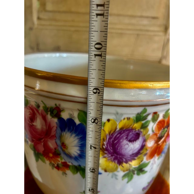 Large 19th Century Porcelain Dresden Cache Pot For Sale - Image 12 of 13