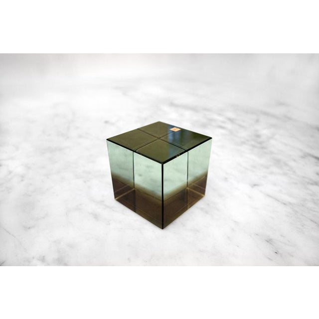 1980s Glass Solidi Paperweight Cube from Fontana Arte, 1980s For Sale - Image 5 of 5