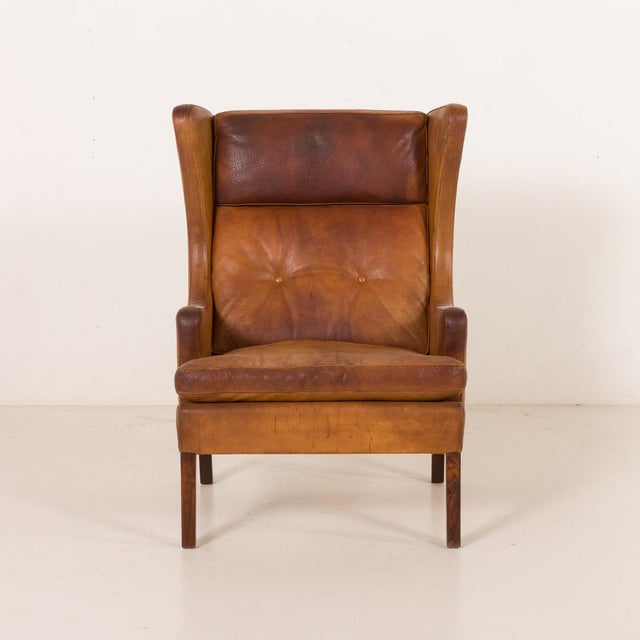 Mid-Century Modern Vintage Scandinavian Chair in Buffalo Leather, 1960s For Sale - Image 3 of 18