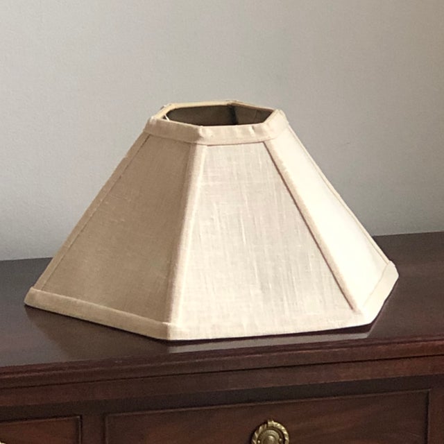 Vintage Hexagonal Hurricane Linen Lamp Shade For Sale - Image 4 of 12