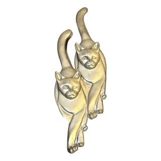Maurice Millere Large Pewter Cat Brooch For Sale