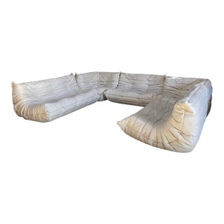 Vintage White Ligne Roset Togo Sofa Set Designed by Michel Ducaroy For Sale