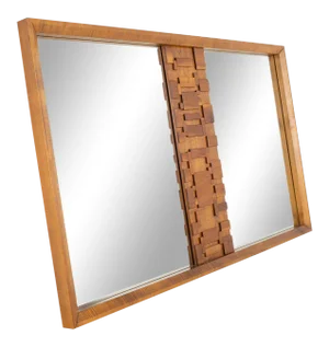 Paul Evans Style Lane Brutalist Mid Century Walnut Mirror