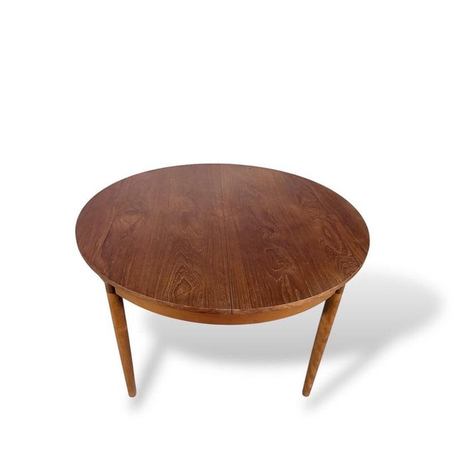 Vintage Danish Round Extending Dining Table For Sale - Image 6 of 9