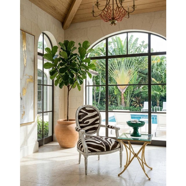 White 1990s Oly Studio Zebra-Print Cowhide Louis Armchair For Sale - Image 8 of 12