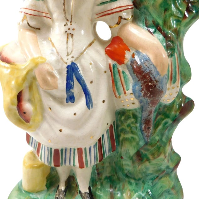 Antique Late 19th Century Staffordshire Spill Vase Girl Carrying Game For Sale In Memphis - Image 6 of 9