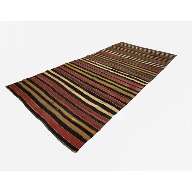 Vintage Striped Wool Turkish Kilim Rug-6'x12'5" For Sale - Image 4 of 7