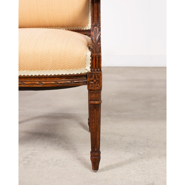Pair of French Louis XVI Carved Walnut Fauteuil Armchairs For Sale - Image 12 of 17