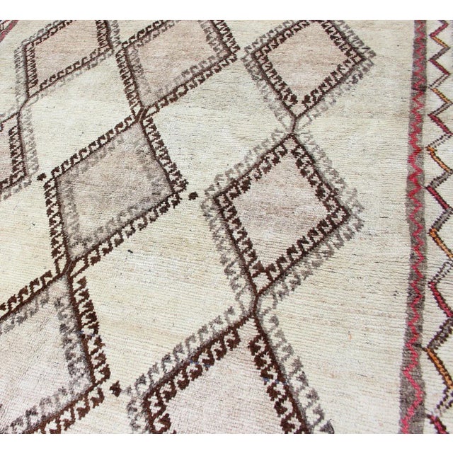 Mid 20th Century Vintage Persian Gabbeh Rug With Diamond Lattice and Tribal Design 5'1 X 8'3 For Sale - Image 5 of 12