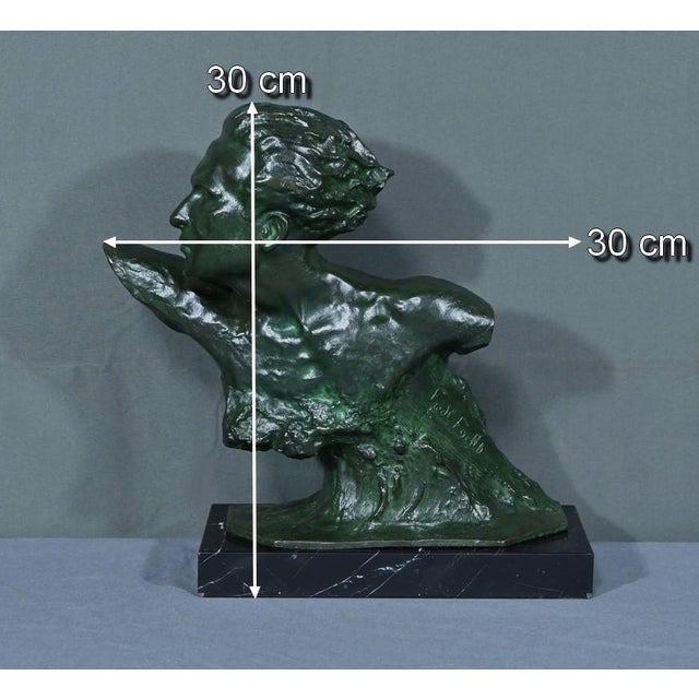 F. Focht, Art Deco Jean Mermoz Sculpture, 1930, Bronze For Sale - Image 13 of 16