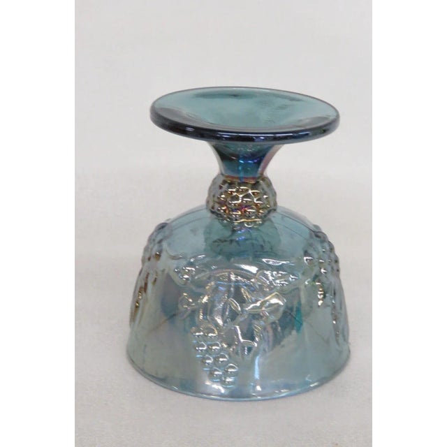 1970s Indiana Carnival Glass Harvest Grape Blue Iridescent Footed Sugar Bowl For Sale - Image 5 of 8