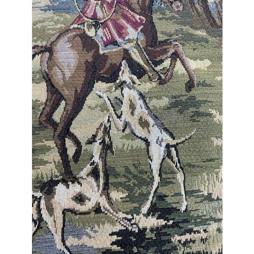 Blue Vintage French Jacquard Tapestry with Hunters and Hounds in the style of Aubusson, 1970s For Sale - Image 8 of 18