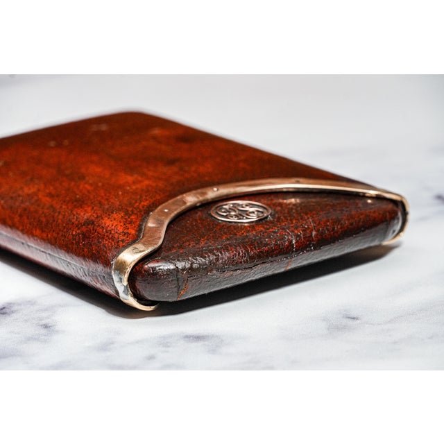 Rare Asprey & Co. 9k Gold Art Deco Antique Leather Cigar Case Tobacciana For Sale In New York - Image 6 of 14