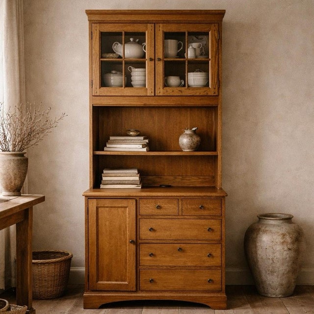 Hooker Furniture Oak Executive Cabinet Hutch With Power Panel, 1990s For Sale - Image 10 of 16
