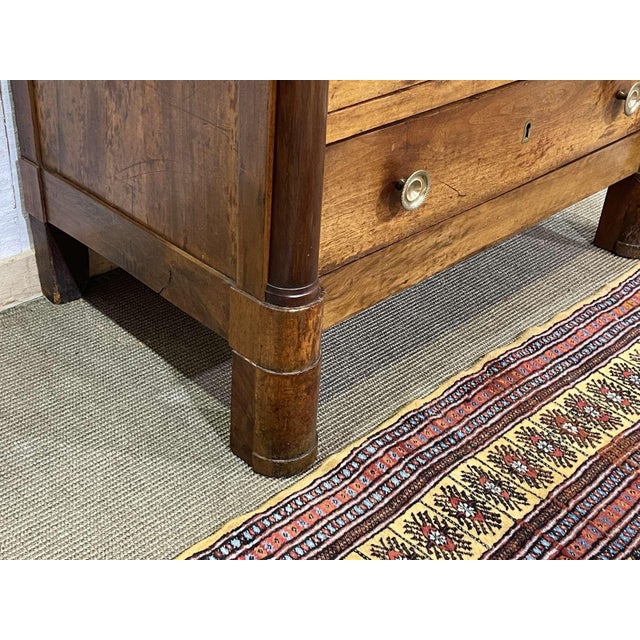 Empire Chest of Drawers in Walnut with Grey St. Anne Marble Top, 19th Century For Sale - Image 6 of 17