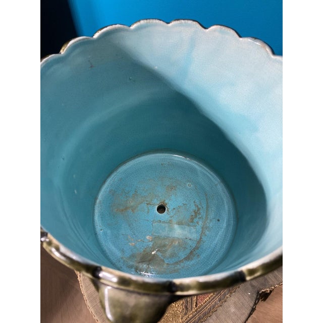 Early 20th Century Art Nouveau Vase Cache Pot Barbotine Ceramic Gustave De Bruyn Lille For Sale - Image 13 of 14