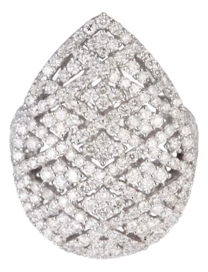 4.29 Ct Natural Brilliant Cut Diamond Cocktail Ring Pear Shape Size 6.75, 18KG