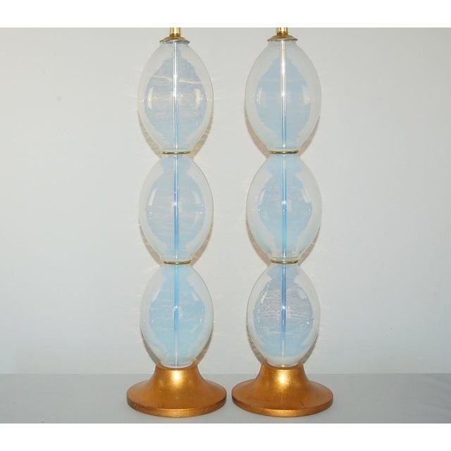 Mid-Century Modern Vintage Murano White Opaline Glass Lamps For Sale - Image 3 of 10