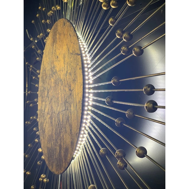 New Sculpture Bronze Sunburst Wall or Ceiling Lamp For Sale - Image 6 of 9