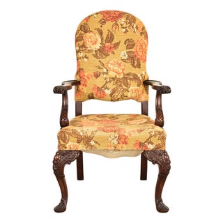 Berkey & Gay Antique Chippendale Carved Walnut Armchair, Circa 1920s For Sale