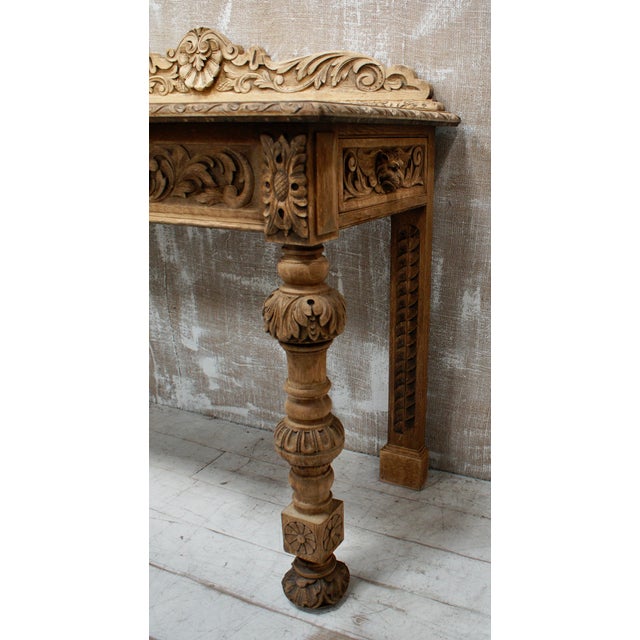 Brown Antique Oak Hall Table, 1880 For Sale - Image 8 of 12