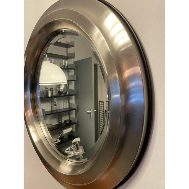 Antique silver-plated wall mirror by Sergio Mazza from the 1970s, Model "Narciso" This piece is attributed to the...