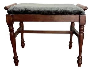 Vintage Wood Stool With New Upholstery