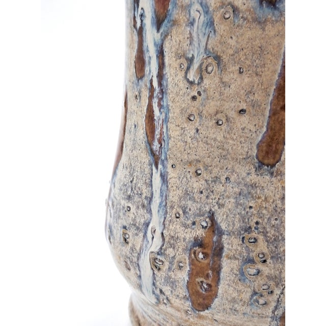1990s Vintage Hand-Thrown Signed Studio Brown Drip Vase With Iridescent Speckled Glaze For Sale - Image 5 of 10
