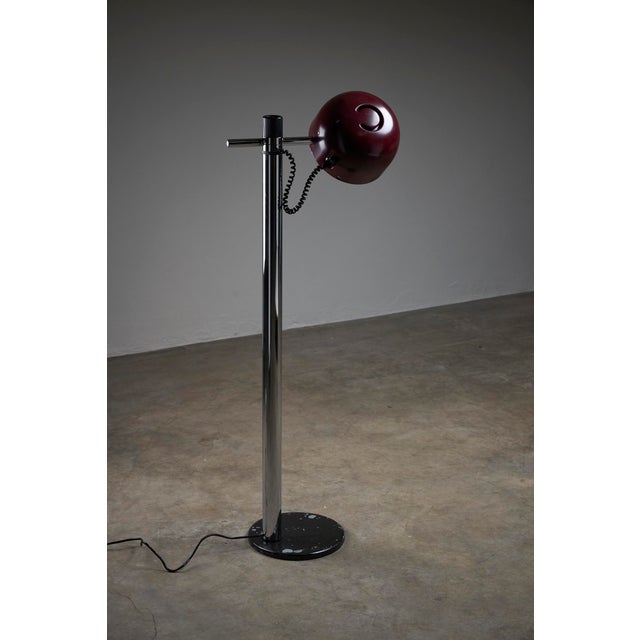 Chrome and Bordeaux Floor Lamp by Enrique Franch for Metalerte, 1970s For Sale - Image 6 of 11