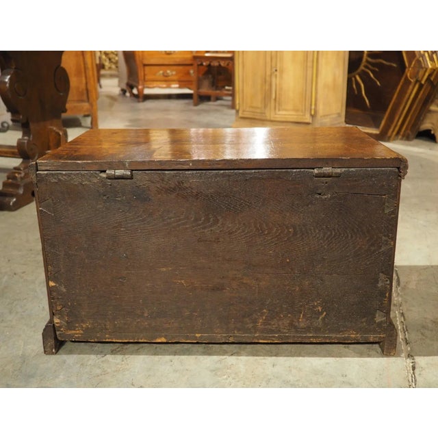 Brown 17th Century Northern France Wedding Chest in Carved Oak For Sale - Image 8 of 12