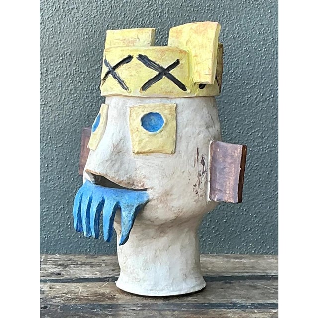Ivory Vintage Abstract Ceramic Bust Sculpture For Sale - Image 8 of 12