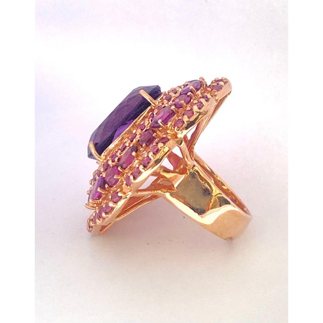 Bochic "Orient" Vintage Amethyst & White Topaz Ring Set In 18 K Gold & Silver For Sale - Image 11 of 18