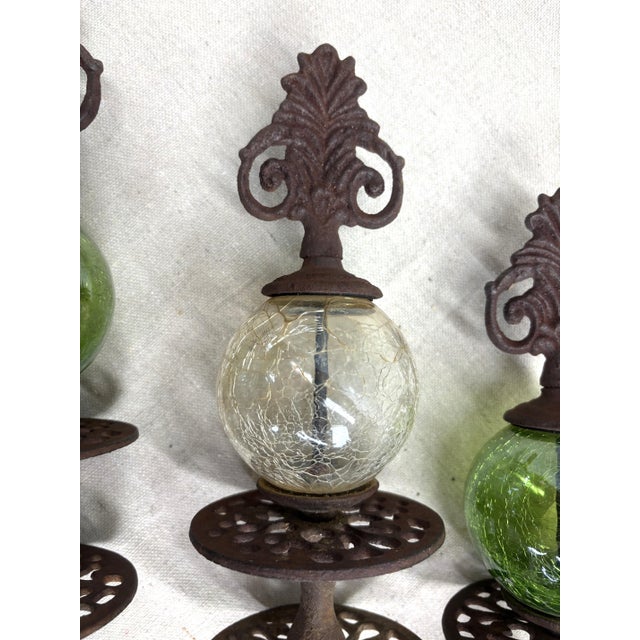 Mid 20th Century Set of Three Cast Iron and Crackle Glass Hose Guards For Sale - Image 5 of 10