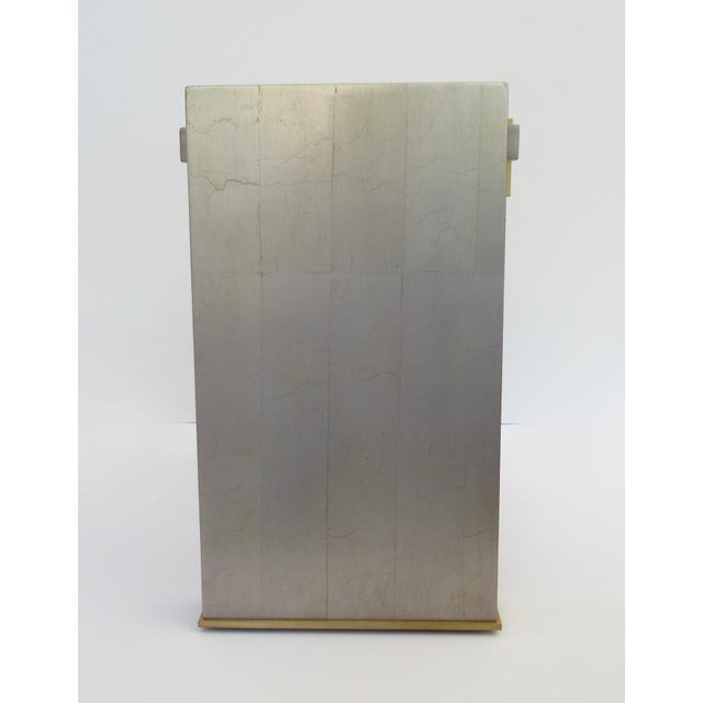 C.1990's Thomas Pheasant(Designer) for Baker Furniture Co. (Mfr.) -Platinum Silver Leaf & Bronze Modernist "Stratum" Side/Occ. Tables -Pair For Sale - Image 13 of 18