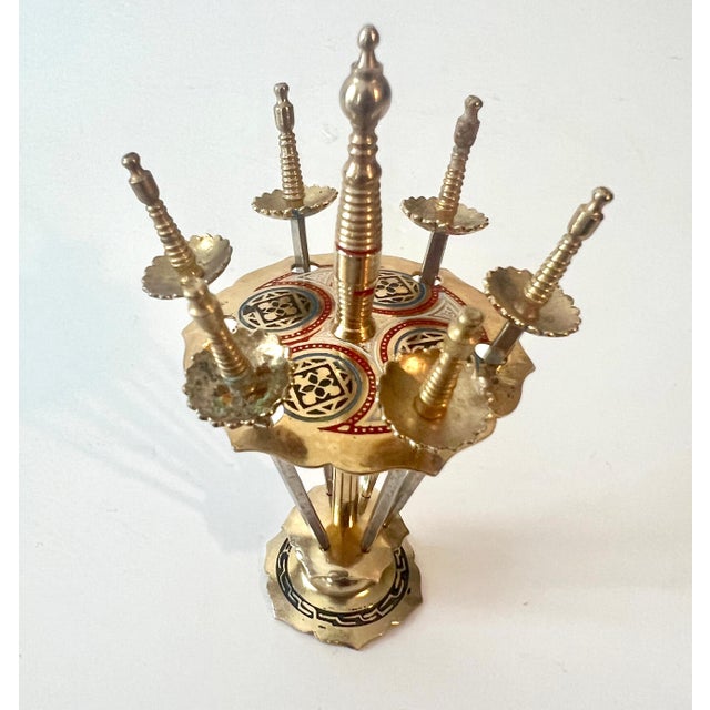 Set of 6 Mid Century Cocktail Picks swords with Stand For Sale In Los Angeles - Image 6 of 6