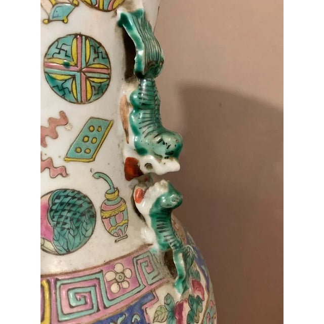 Blue Chinese Canton Porcelain Vase, 1800s For Sale - Image 8 of 10